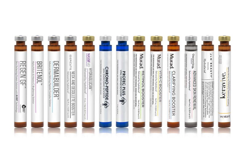 Hydrafacial Behandlung in Berlin - die Booster nebeneinander